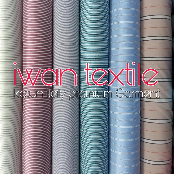 

Kain Katun Italy Motif Garis Garis Bahan Baju Kemeja Premium Kain Katun Salur / Strip Garment
