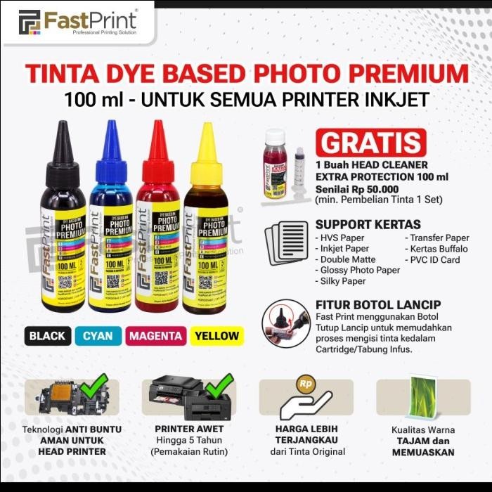 

Tinta Dye Based Photo Premium 1 Set 4 Warna 100 ML