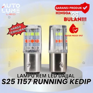 【Autolume】Lampu Rem LED S25 1157 Running Kedip Strobo RGB Stop Lamp Belakang Motor Mobil 21 Mata TER
