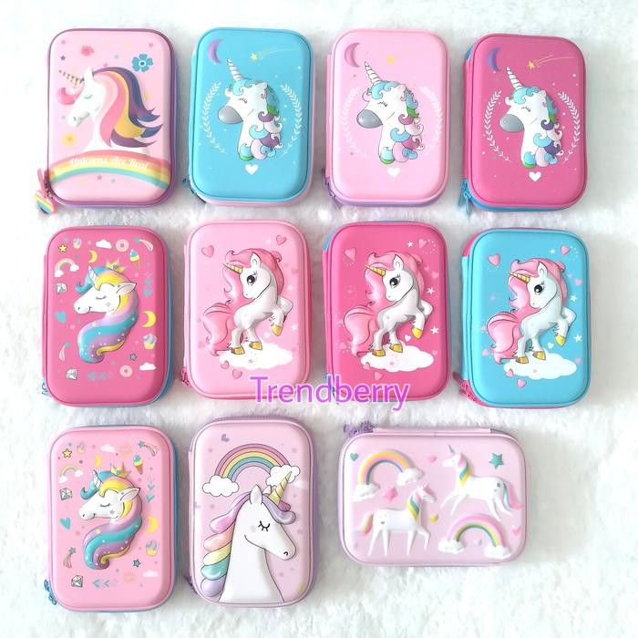 

New Tempat pensil unicorn kotak pensil pensil case hardtop 3D unicorn lucu