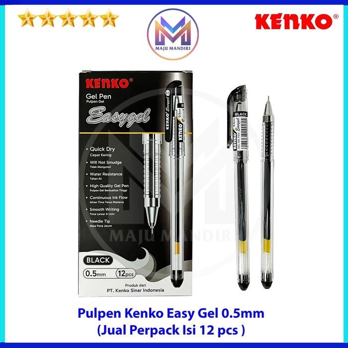 

New Pen Gel Kenko Easy Gel Pulpen Tinta Cair 0.5 mm / Gelpen 05 mm Hitam