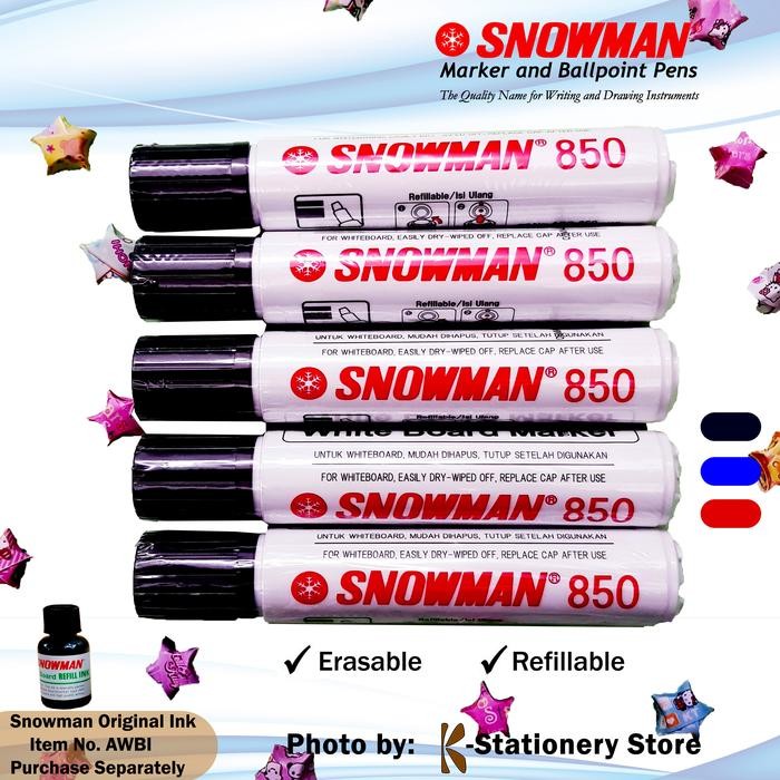

New Whiteboard Marker Snowman Jumbo 850 HITAM - Spidol Papan Tulis