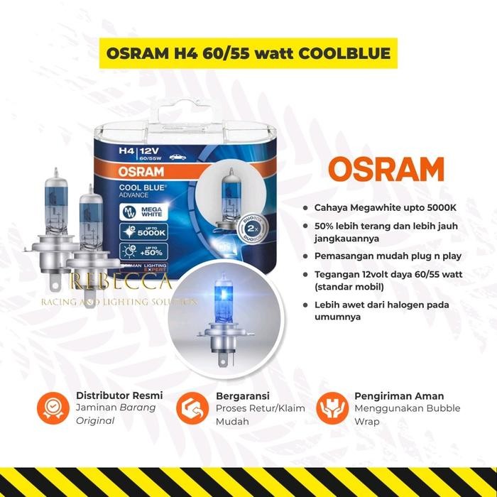 Lampu Utama Mobil Osram H4 Cba Coolblue Advance 12 Volt 60/55 Watt Avanza Xenia Innova Brio Original