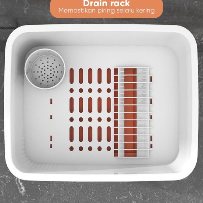Rak Piring Plastik Penutup / Rak Pengering Piring Gelas Alat Makan