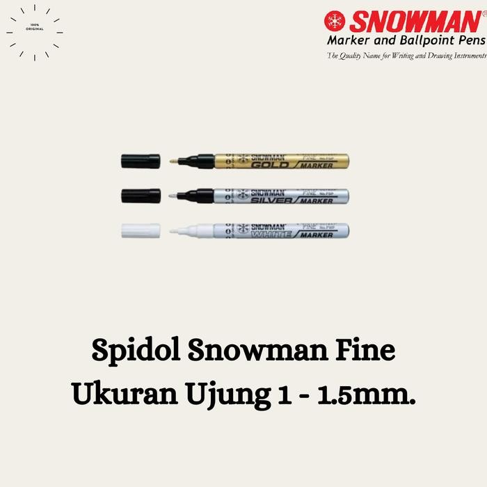

New Spidol snowman silver white gold marker putih emas fine tip