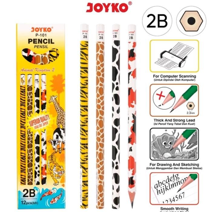 

New Pencil / pensil / Joyko P-101 / 2B/ Animal kingdom 2 / 1 box 12 pcs