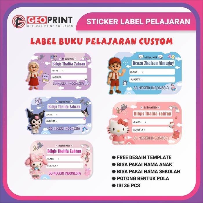 

New [BARU] Stiker Label Pelajaran Reques Nama Sendiri Untuk Buku Tulis
