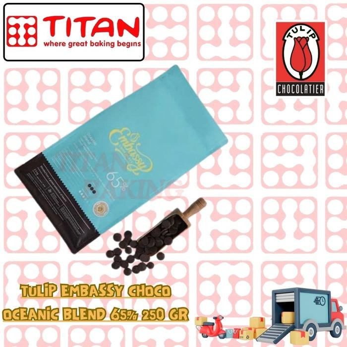 

Neww TULIP EMBASSY CHOCO OCEANIC BLEND 65% 250 GR Terlaris
