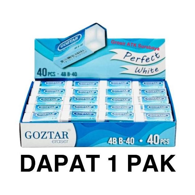 

New ( DAPAT 1 PAK ) PENGHAPUS GOZTAR B-40 PUTIH / Stip Eraser Goztar Kecil B40 B-40 Putih Murah