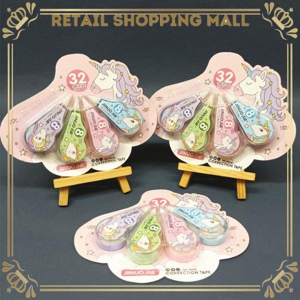 

New RSM Correction Tape Roll Isi 4pcs Penghapus Tip-Ex Karakter Unicorn Stationery