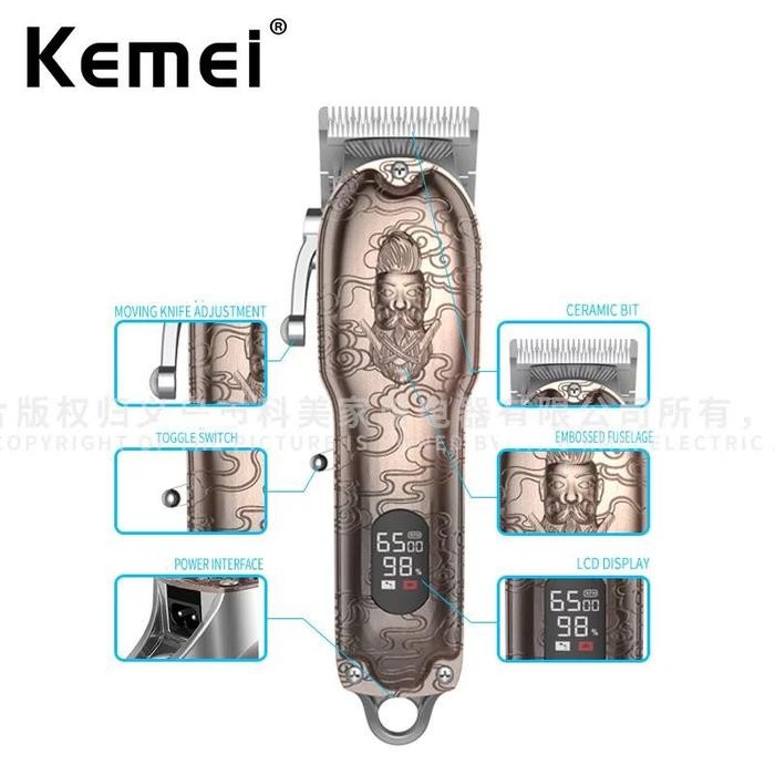 Kemei Km 3705 Alat Cukur Rambut Hair Clipper Electric Cordless Rpm Digital Mesin Cukuran Km-3705