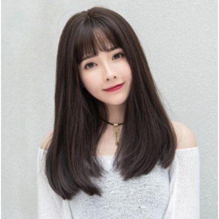 RAMBUT WIG WANITA - RAMBUT PALSU PENDEK LURUS MODEL CEWEK KOREA black