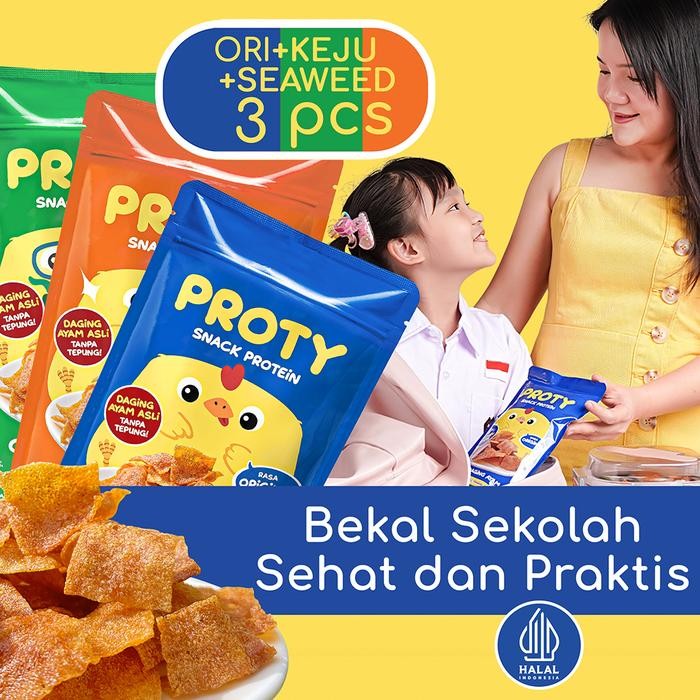 

Baru Protein Snack Anak Sekolah Cemilan Sehat Praktis PROTY Ori(1 pcs)+Keju(1 pcs)+RumputLaut(1 pcs)