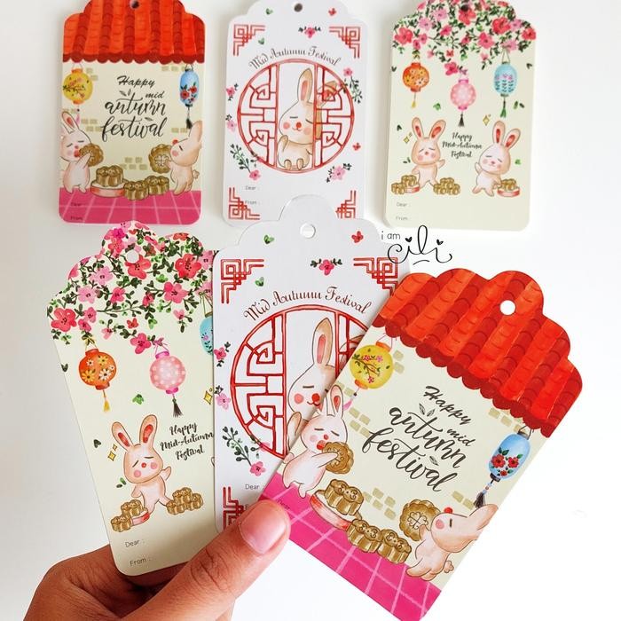 Sale (Ht-Mooncake08) Tag Ucapan Mooncake Kue Bulan Mid Autumn Rabbit