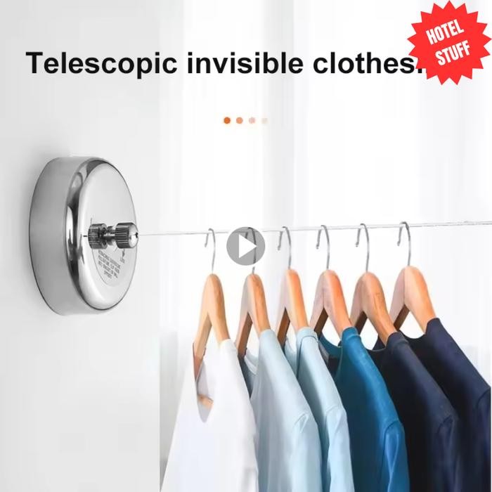 Hotel Stuff Tali Jemuran Baju Stainless Steel 2.8M Teleskopik Indoor Outdoor Kamar Mandi Anti Karat