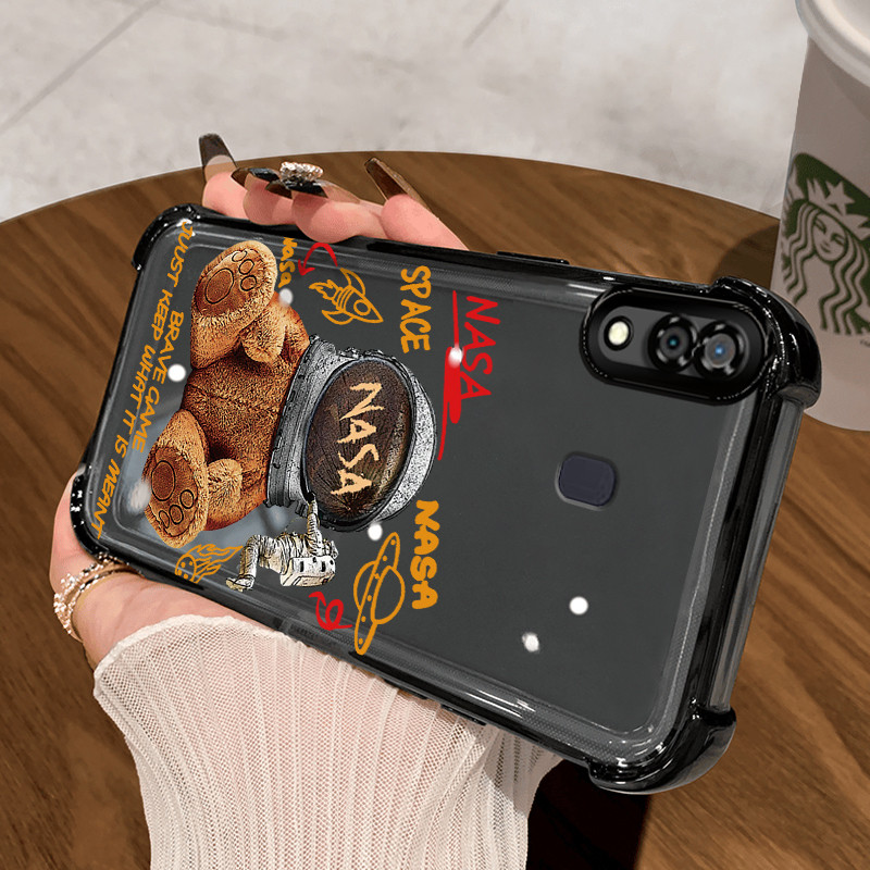 Casing Hp untuk Samsung A30 A20 A21s M10s Case Beruang NASA Kasing Perlindun Anti-Drop airbag Kesing