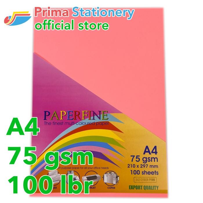 

HRG DISKON Paperfine Kertas HVS Warna A4 IT 342 Cyber Pink isi 100 lbr [TC]