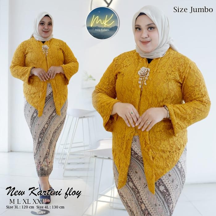 SETELAN KEBAYA FLOY KUTU BARU BROKAT JUMBO LD 130 120 110 WARNA GOLD