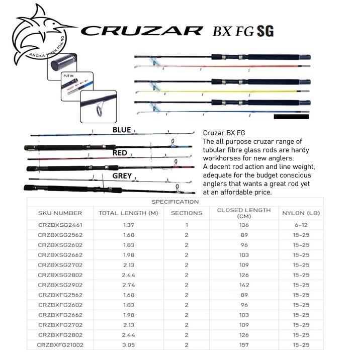 Joran Pancing Shimano Cruzar Bx Fg Sg 2562 2602 2662 2702 Solid Rod Joran Pancing Murah Kolam Sungai