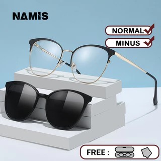 Namis Kacamata Clip On Hitam Minus Wanita Pria Anti Blueray Photocromic Bluecromic Kaca Mata Optik