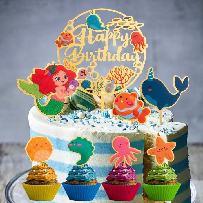 Topper Cake Acrilic Sea Animal / Akrilik Hewan Laut / Sea World