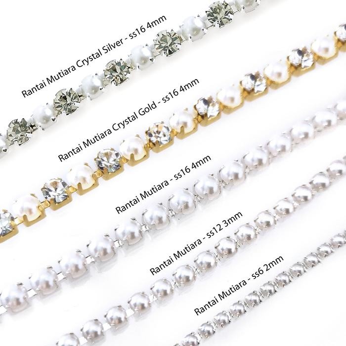V02D Crystal Austria Rantai Mutiara Payet 2Mm 3Mm 4Mm