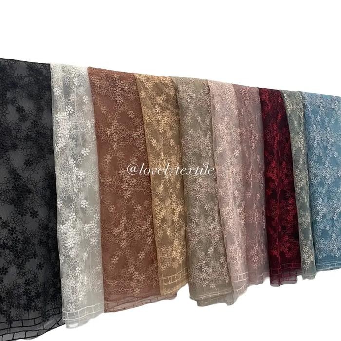 GGAF Kain Brokat Kebaya Kain Brukat Elegan Tile Bordir Sakura