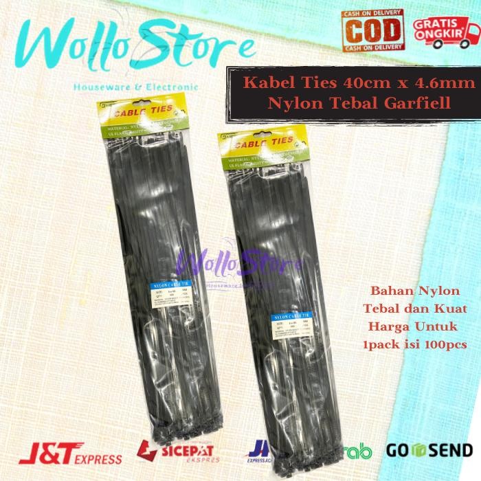 

ID KABEL TIES 40CM X 4.6MM NYLON TEBAL GARFIELL HITAM HITAM