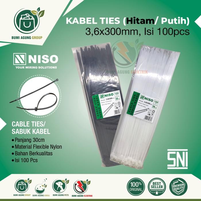 

ID KABEL TIES 30 CM 30CM, UKURAN 3.6X300 3,6X200 ISI 100 PIECE CABLE TIES