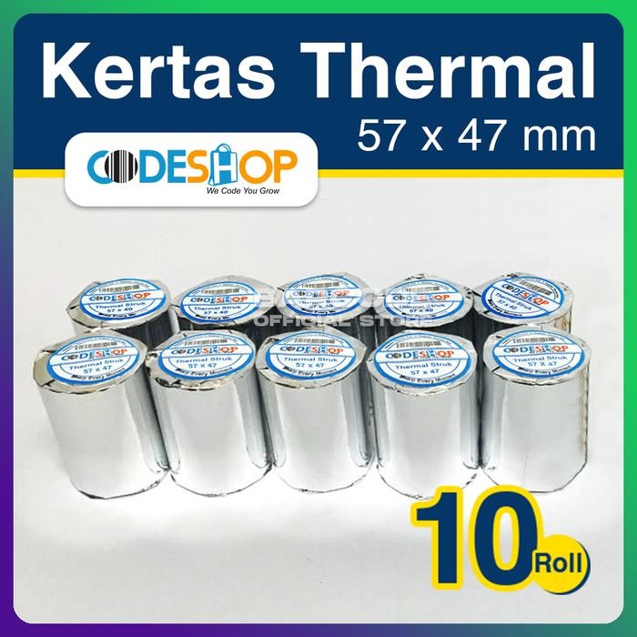 

KOIC 1 Pack / 10 Kertas Thermal 57 X 47 / 58 X 48 Struk Roll Printer Kasir
