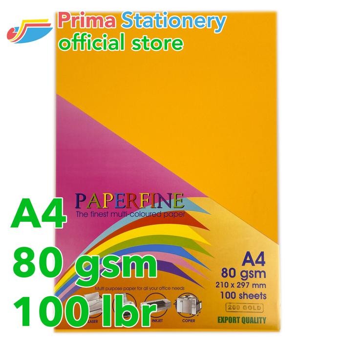 

KOIC Paperfine Kertas Hvs Warna A4 It 200 Gold Isi 100 Lbr [Tc]