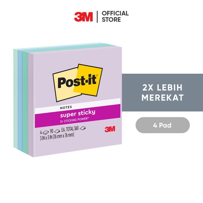 

KOIC 3M Post-It Super Sticky Notes, Memo Tempel, 654-Ss Blu Hr
