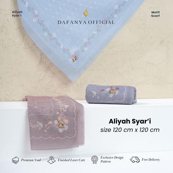 - Syari Aliyah Series Jilbab Motif Mm Kerudung Segi Empat Hijab Scarf bahan Voal Laser Cut