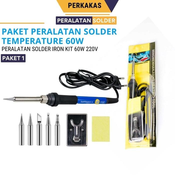 Paket Komplit Solder Listrik Otomatis 60 Watt 5 Mata Temperatur Suhu