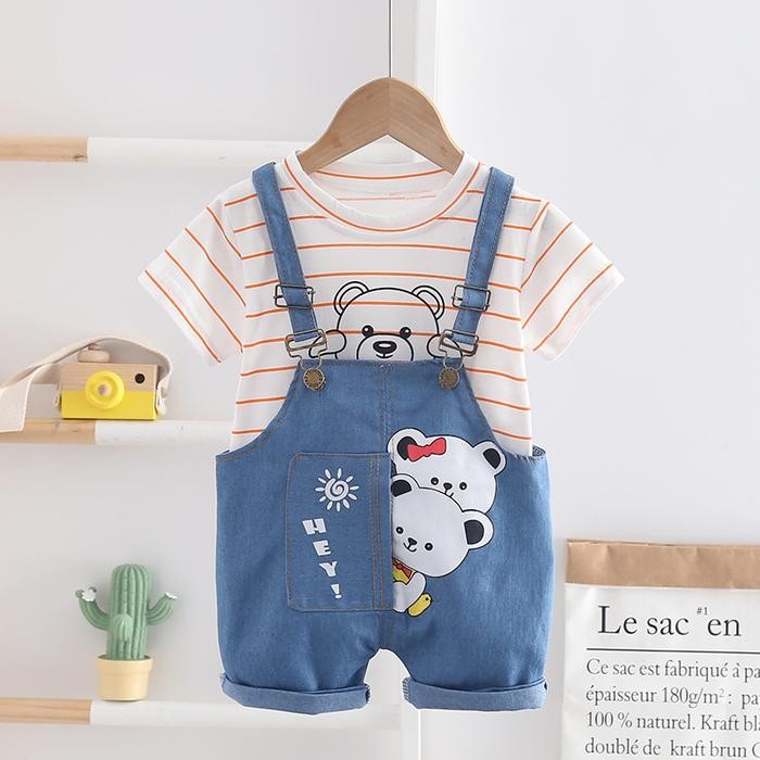 Setelan Overall Bayi Laki Laki Perempuan Hey Cute Bear Import Lucu