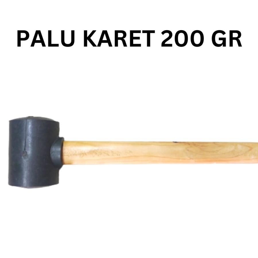 GROSIR TERMURAH Palu Karet Hitam Elastis Gagang Kayu 8 Oz 200gram / Palu Lantai Keramik Granit Batu 