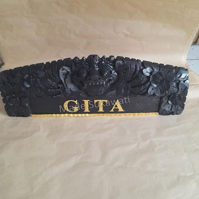 >>>>>] Papan nama meja Nameplate Kayu ukiran barong bali