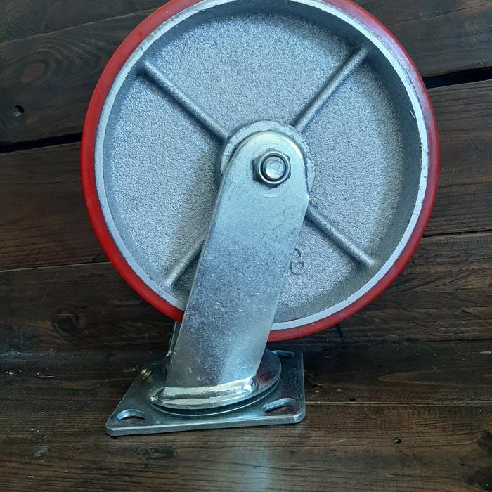 PJ RODA TROLLEY TROLI 8 INCH BESI LAPIS PU TIPE HIDUP HEAVY DUTY