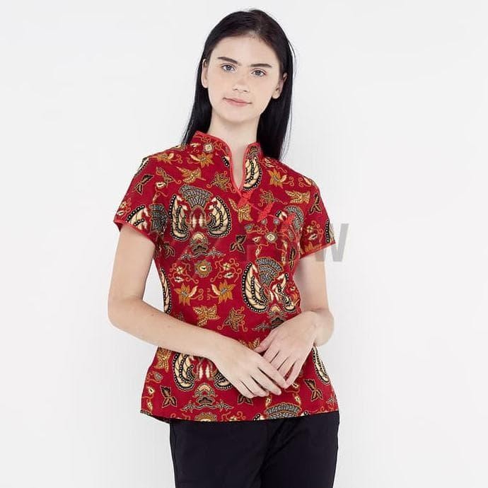 Atasan Wanita - Fbw Cheongsam Batik Blouse Couple Imlek Garuda - Merah