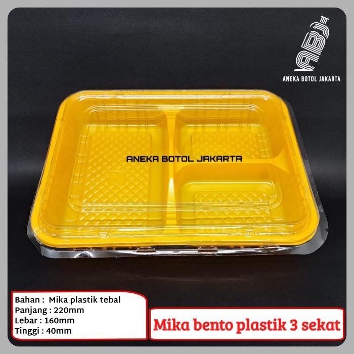 MIKA PLASTIK BENTO 3 SEKAT / MIKA BENTO 3 SEKAT RTR 223 KODE 890