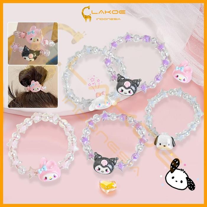 

New LAKOE Gelang Sanrio Kuromi Melody Cinnamoroll Tali rambut sanrio Gelang manik-manik Gelang