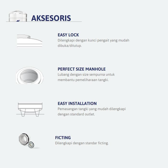Tangki Air / Tandon / Toren Excel Stainless 660 Liter - GS 700 (GS700)