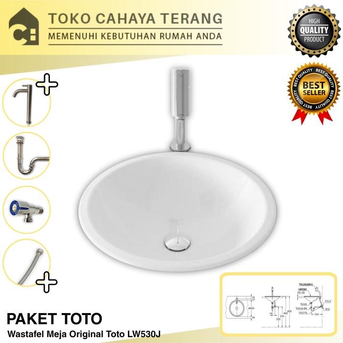 Paket Toto Wastafel Tanam LW530J Komplit / Wastafel Toto / Wastafel