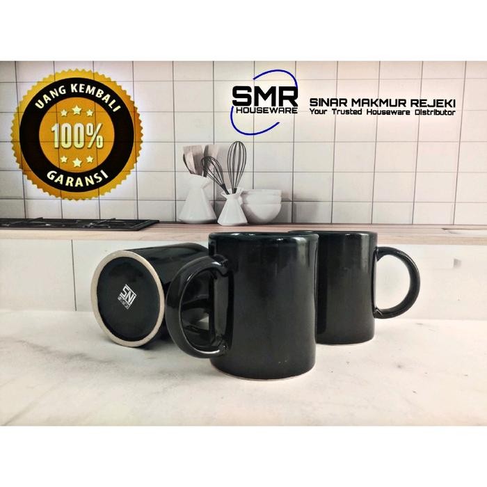Promo 3 Set Gelas Mug Keramik Hitam Polos\Tpaket 3 Gelas Mug Keramik Hitam Polos