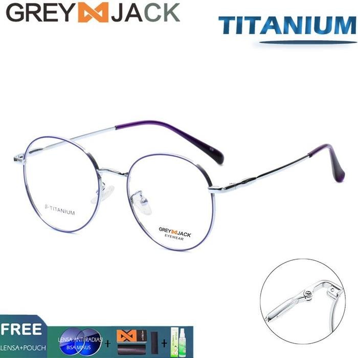 ORIGINAL Grey Jack Fr Kacamata Titanium Bulat Ringan Terbaru Unisex 89076 READY STOCK