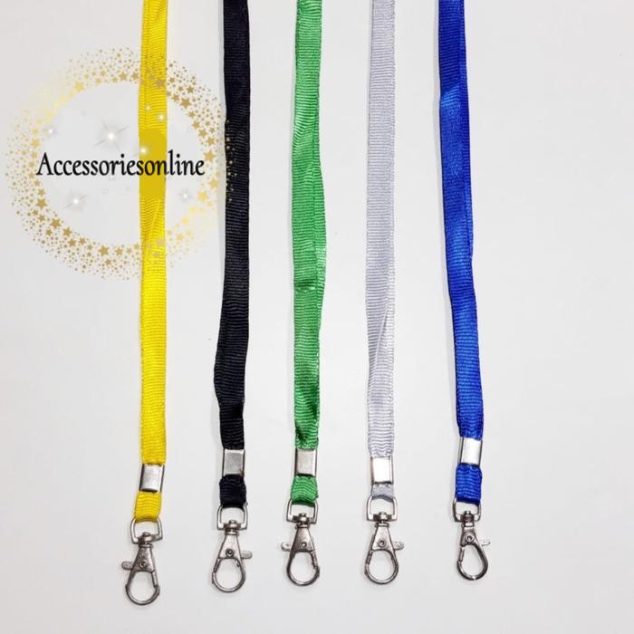 

promo tali id gantungan lanyard 1 cm polos kilat model cantelan 100 pcs