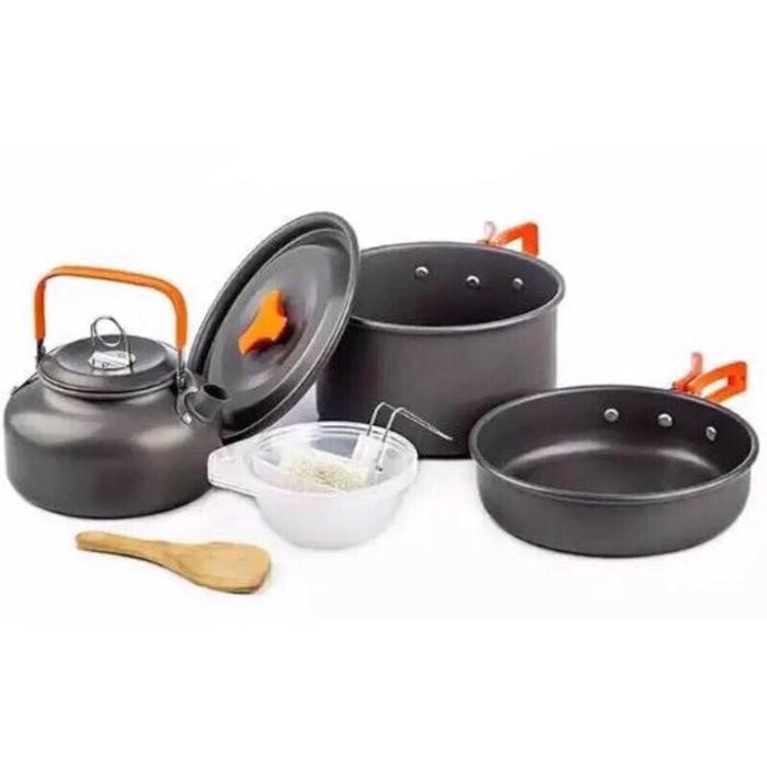 Lwy Cooking Set Ds 308 Plus Teko 0,8L Alat Masak Berkemah Camping Outdoor Portable