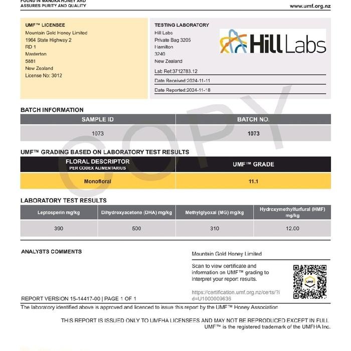 

Promo Mountain Gold Manuka Honey Umf 10+, 110G, 250G, 500G Madu Manuka New Zealand