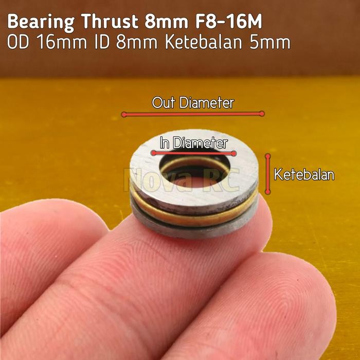 RHSKITA- Bearing Thrust 8Mm F8-16M Tebal 5Mm Bahan Paduan Kuningan Stainless