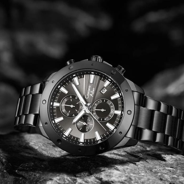 Buy 1 Get 1 Cristiano Aillen Jam Tangan Pria Analog 8897 Rantai Stainless Steel Chronograph Kaca
